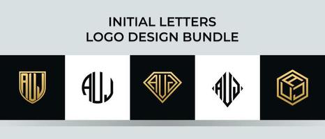 Initial letters AUJ logo designs Bundle vector