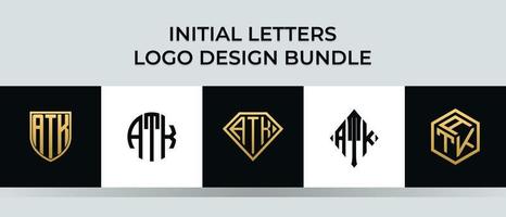 Initial letters ATK logo designs Bundle vector