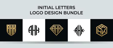 Initial letters AHK logo designs Bundle vector
