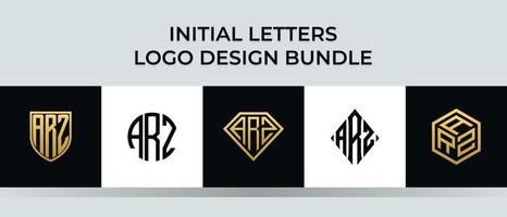 Initial letters ARZ logo designs Bundle vector