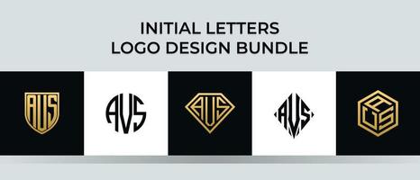 Initial letters AVS logo designs Bundle vector