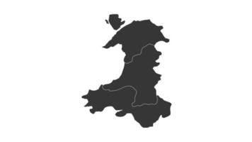 mapa de wales em um fundo branco video