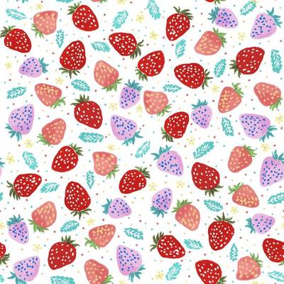 Watercolour strawberries repeat seamless pattern