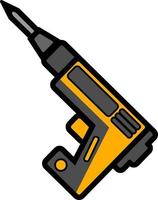 vector de dibujos animados industria de herramientas de construcción y máquina de perforación de construcción