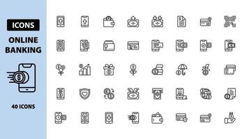 Online Banking - Vector Line Icon set concept