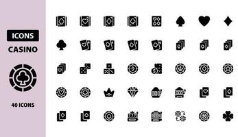 casino - concepto de conjunto de iconos sólidos vectoriales vector
