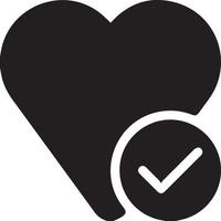 heart with a checkmark sign on white background vector