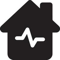 home heart pulse icon on black background vector