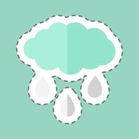 Rain Cloud Sticker in trendy line cut isolated on blue background vector