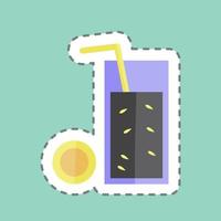 Lemon Juice Sticker in trendy line cut isolated on blue background vector