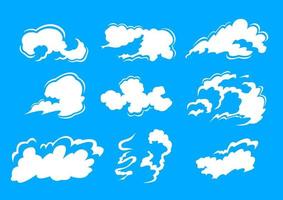 Set white clouds flat cartoon style vector