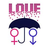 love lettering umbrella protection vector