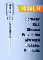 botella de insulina y jeringa desechable para inyección vector