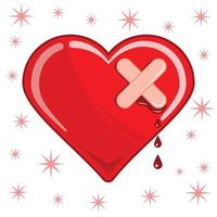 wounded heart with plaster cartoon style vector