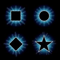 set geometric frames in light snowflakes vector