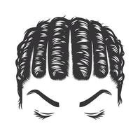 Rostro de mujer con peinado natural afro rizado torsión plana vintage peinados ilustración de arte de línea vectorial. vector