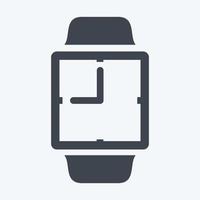 icono de reloj analógico en estilo moderno glifo aislado sobre fondo azul suave vector