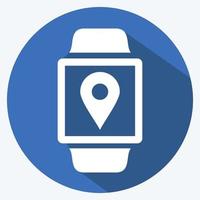 Location App Icon in trendy long shadow style isolated on soft blue background vector