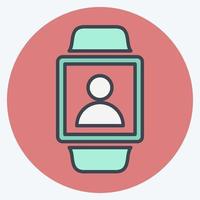 User on Watch Icon in trendy color mate style isolated on soft blue background vector