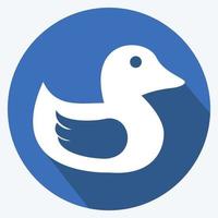 icono de patito en el moderno estilo de sombra larga aislado sobre fondo azul suave vector