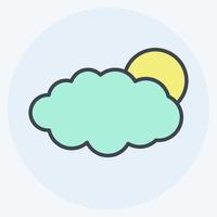 Sun Cloud Icon in trendy color mate style isolated on soft blue background vector