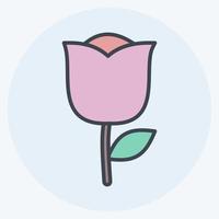 Rose Icon in trendy color mate style isolated on soft blue background vector