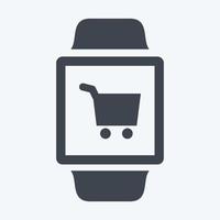 Shopping App Icon in trendy glyph style isolated on soft blue background vector