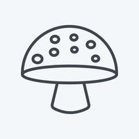 Single Mushroom Icon in trendy line style isolated on soft blue background vector