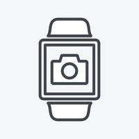 Camera App Icon in trendy line style isolated on soft blue background vector