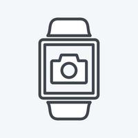 Camera App Icon in trendy line style isolated on soft blue background vector