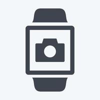 Camera App Icon in trendy glyph style isolated on soft blue background vector