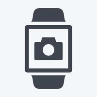 Camera App Icon in trendy glyph style isolated on soft blue background vector