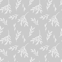 Plant seamless pattern with branches. Isolated on light grey background vector illustration. Endless floral background.