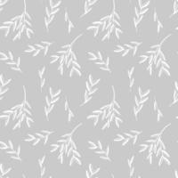 Plant seamless pattern with branches. Isolated on light grey background vector illustration. Endless floral background.