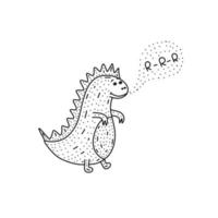 Hand drawn dinosaur icon in doodle style. Cartoon dinosaur vector icon for web design isolated on white background.