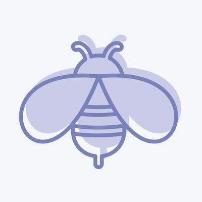 Bee Icon in trendy two tone style isolated on soft blue background