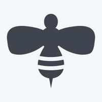 icono de abeja de miel en el moderno estilo de glifo aislado sobre fondo azul suave vector