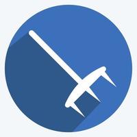 Rake Icon in trendy long shadow style isolated on soft blue background vector