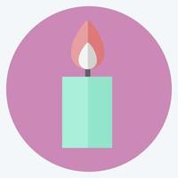 Lit Candle Icon in trendy flat style isolated on soft blue background vector