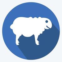 Sheep Icon in trendy long shadow style isolated on soft blue background vector