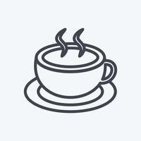 Hot Coffee Icon in trendy line style isolated on soft blue background vector
