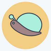 Icono de caracol en el moderno estilo de color mate aislado sobre fondo azul suave vector