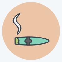 Lit Cigar Icon in trendy color mate style isolated on soft blue background vector