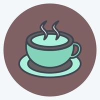 icono de café caliente en el moderno estilo de color mate aislado sobre fondo azul suave vector