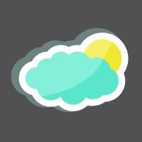 Sun Cloud Sticker in trendy isolated on black background vector