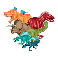 grupo de dibujos animados dinosaurios personajes vector