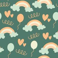 Seamless vector pattern with hand drawn rainbows and cloud Trendy baby texture for fabric textile wallpaper apparel wrapping