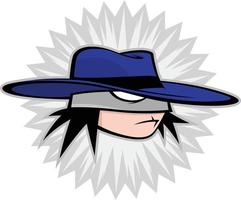 The hero is a boy with a hat. Vector illustration of a boy in a blue hat. Image is isolated on white background. The head of the character of the mascot.