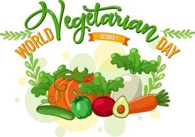 logotipo del día mundial del vegetariano con verduras y frutas vector