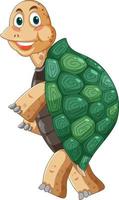 Turtle with green shell cartoon character vector